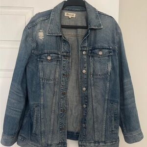 Madewell Distressed Denim Jacket Classic Trucker Medium Wash Layering Piece